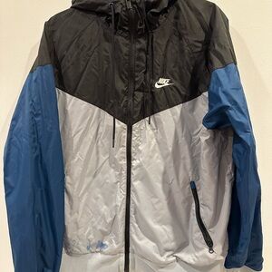 Nike Men's Black, Gray, and Blue Windbreaker